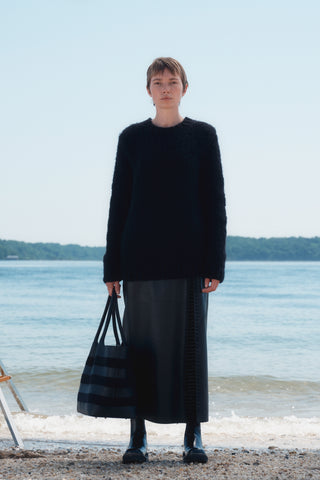 Black Knit Sweater Resort Look 5 Model Lakeside - Full View | Gabriela Hearst