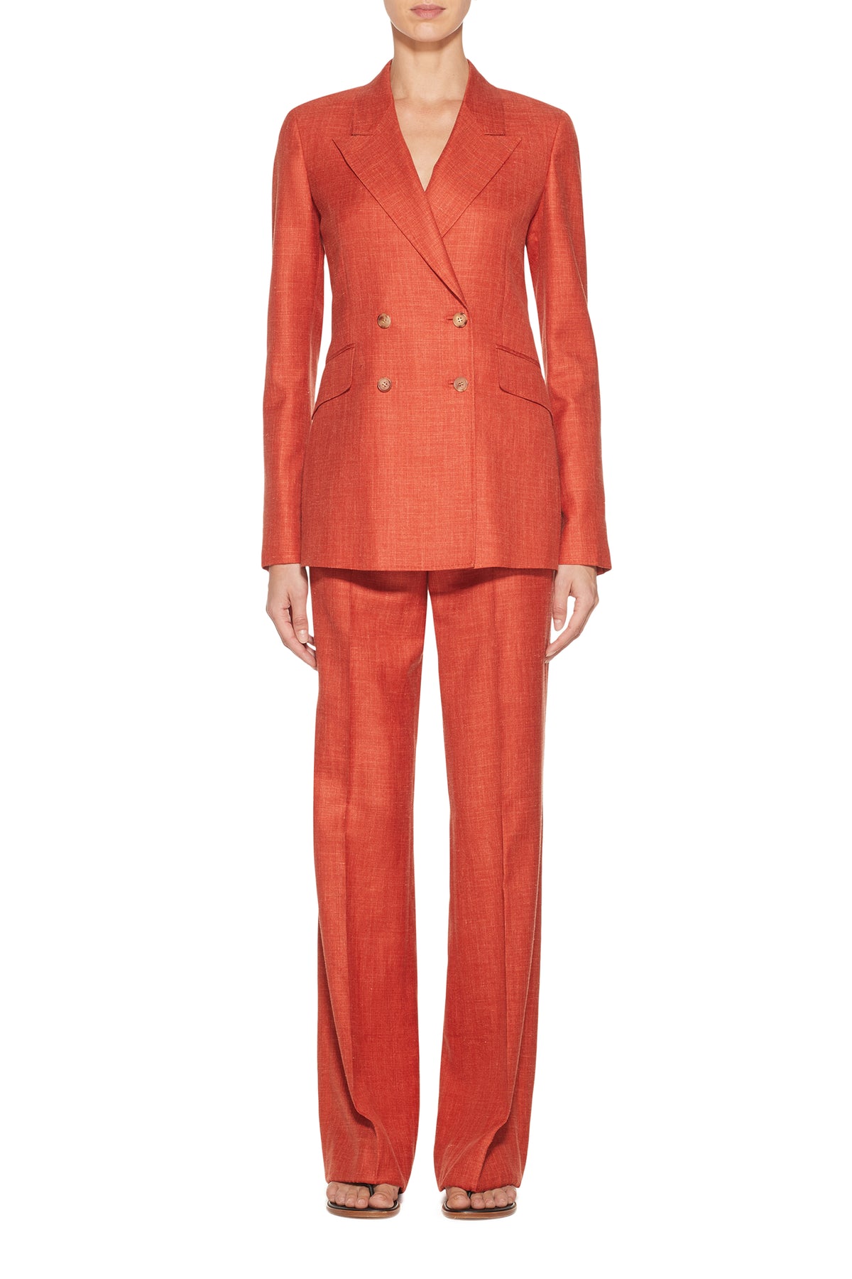 Angela Blazer in Orange Silk Wool and Linen