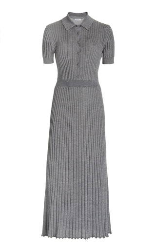 Heather Grey Cashmere Silk Amor Knit Midi Dress - Flat Lay | Gabriela Hearst