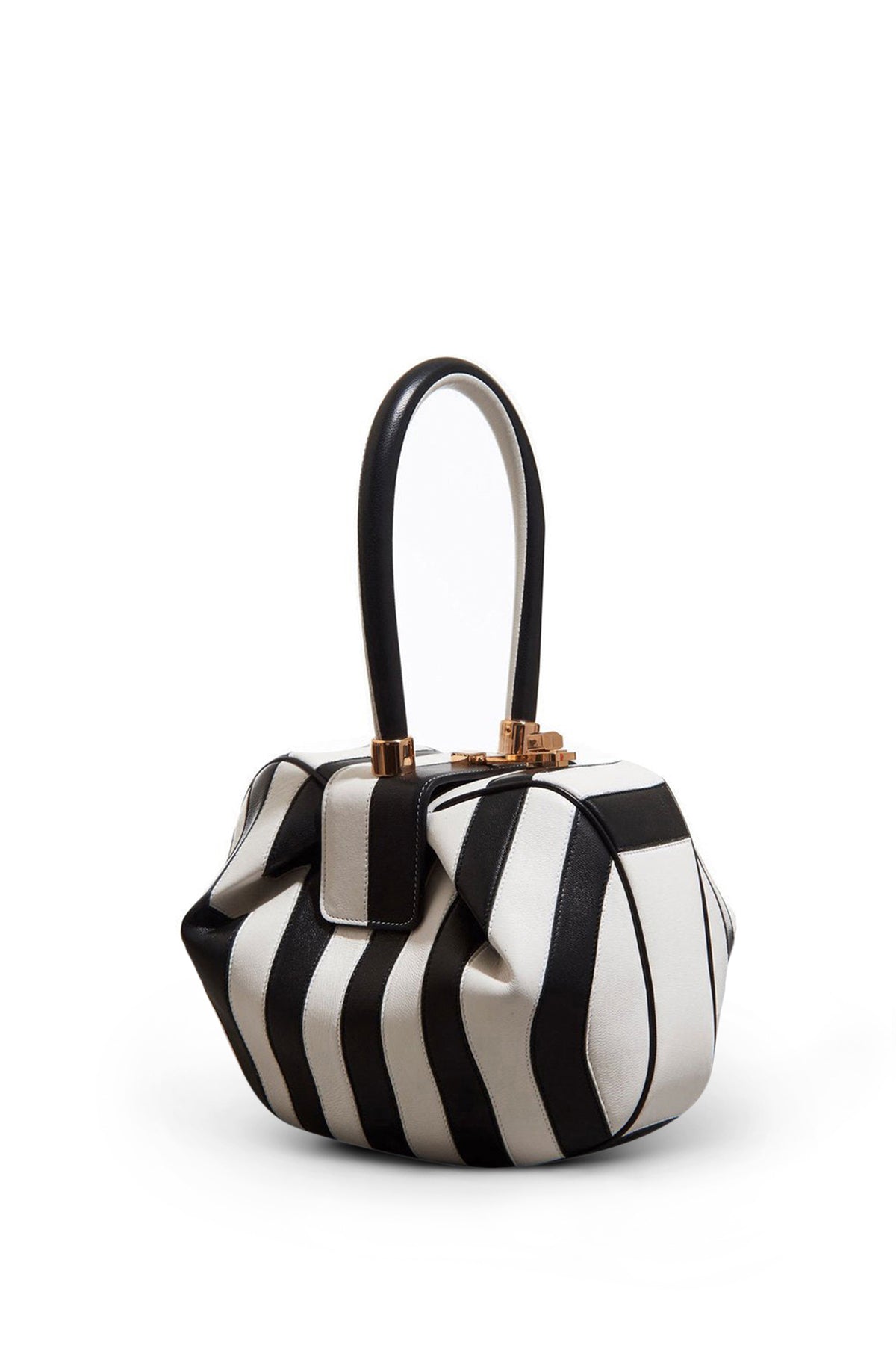 Nina Bag in Black & Ivory Stripes Nappa Leather